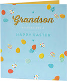 UK Greetings Grandson Easter Card with Envelope featuring a blue egg design, ideal for celebrating Easter with family.