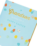 UK Greetings Grandson Easter Card with Envelope featuring a blue egg design, ideal for celebrating Easter.