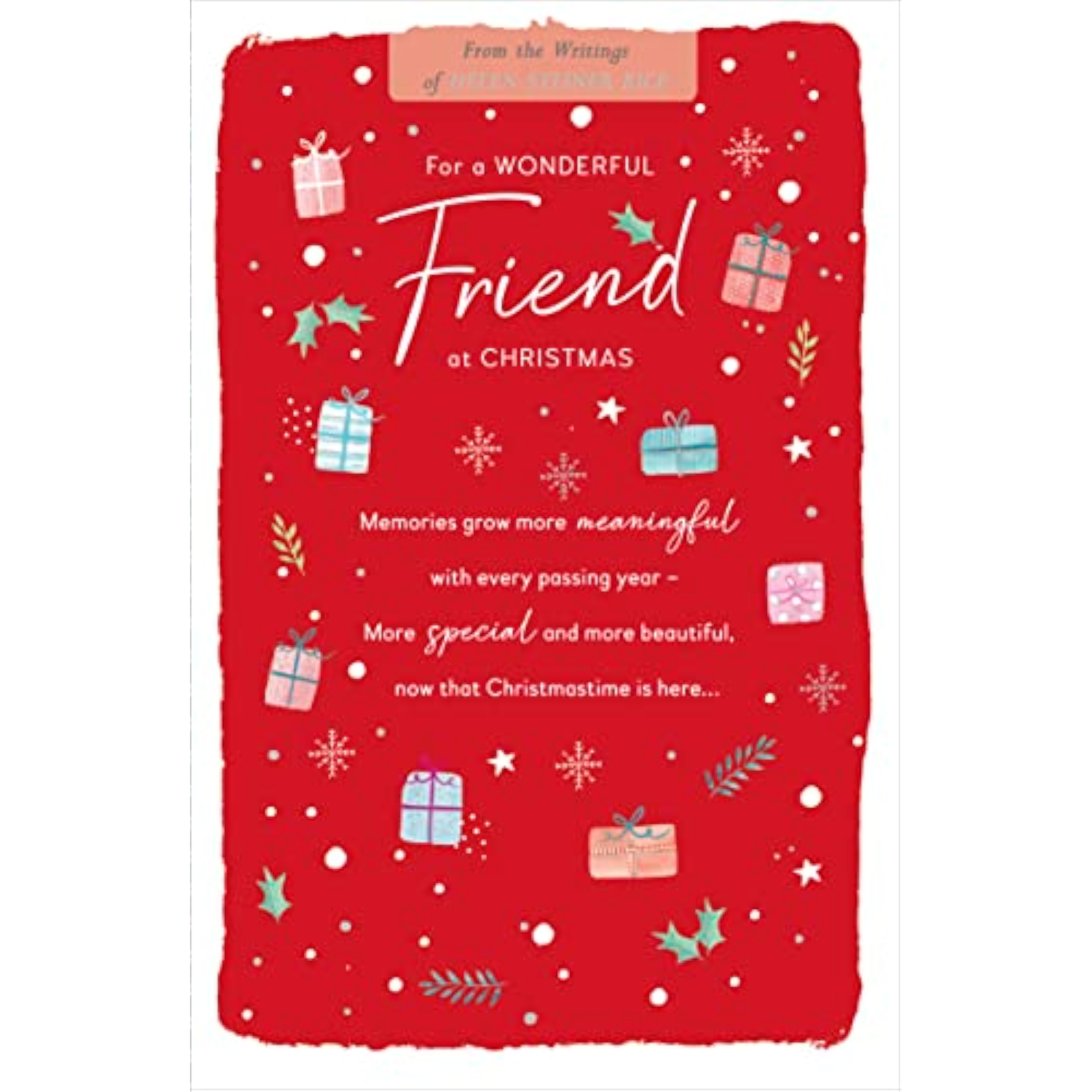 UK Greetings Christmas greeting card featuring a heartfelt message for a wonderful friend, with festive holiday design and traditional style.