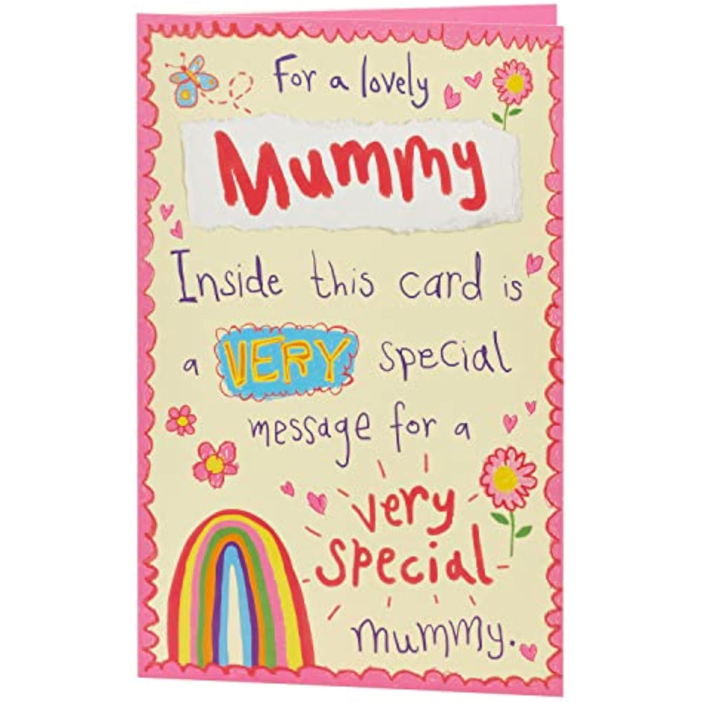 UK Greetings Groovy Design Mummy Birthday Card featuring vibrant, colorful artwork and playful typography.