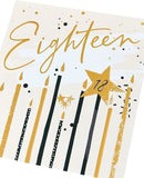 UK Greetings Happy 18th Celebration Birthday Card featuring colorful design for milestone birthday greetings.