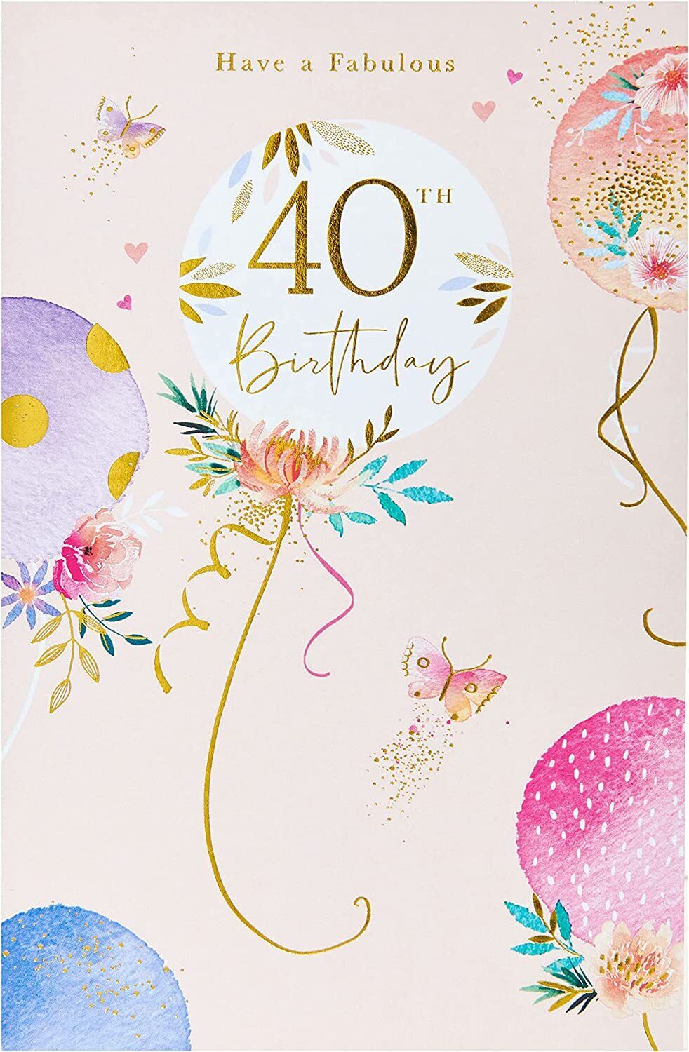 UK Greetings Happy 40th Birthday greeting card with colorful design and festive message for celebrating a milestone birthday