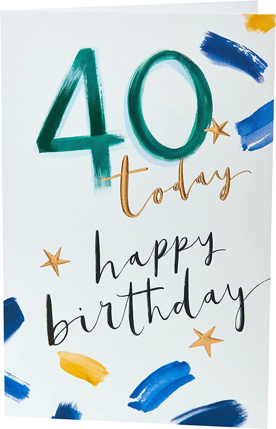 UK Greetings Happy 40th Celebration Birthday Card, greeting card featuring festive design for 40th birthday celebrations.