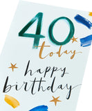 UK Greetings Happy 40th Birthday Card featuring colorful celebration design, perfect for milestone birthday greetings.