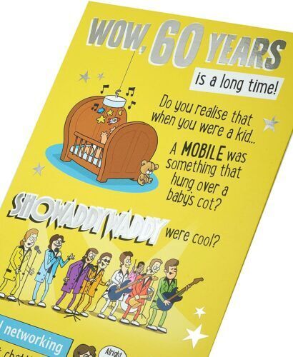 UK Greetings Happy 60th Birthday Card featuring cheeky and humorous design, perfect for celebrating a milestone birthday.