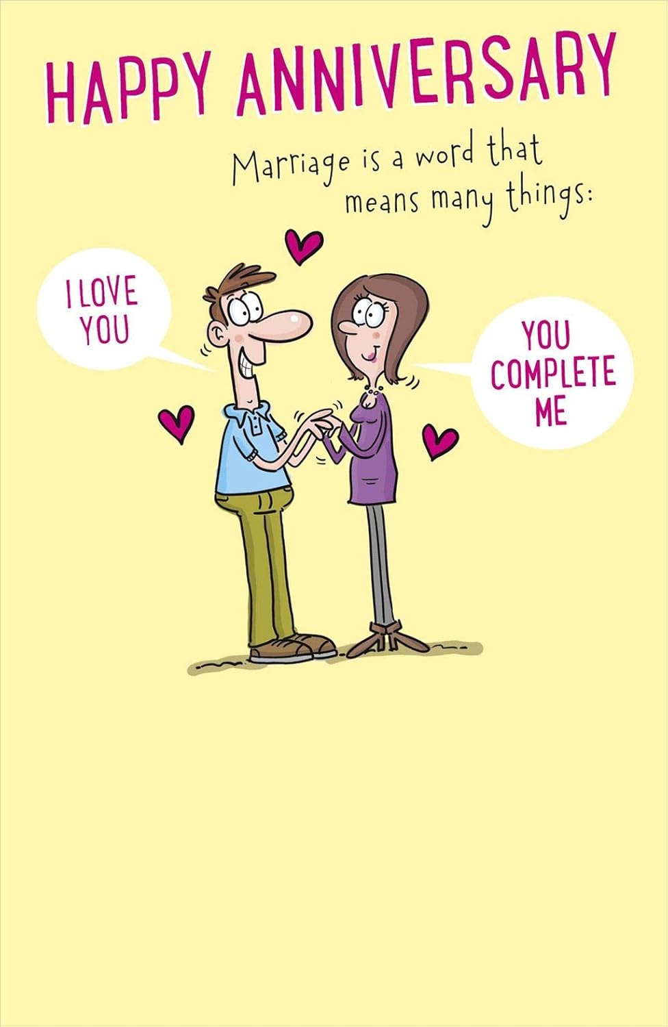 UK Greetings Happy Anniversary funny greeting card featuring playful text and colorful design, perfect for celebrating special occasions.