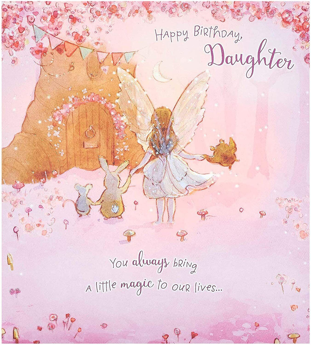 UK Greetings Happy Birthday Daughter card featuring a spellbound fairy design, perfect for celebrating a special occasion.