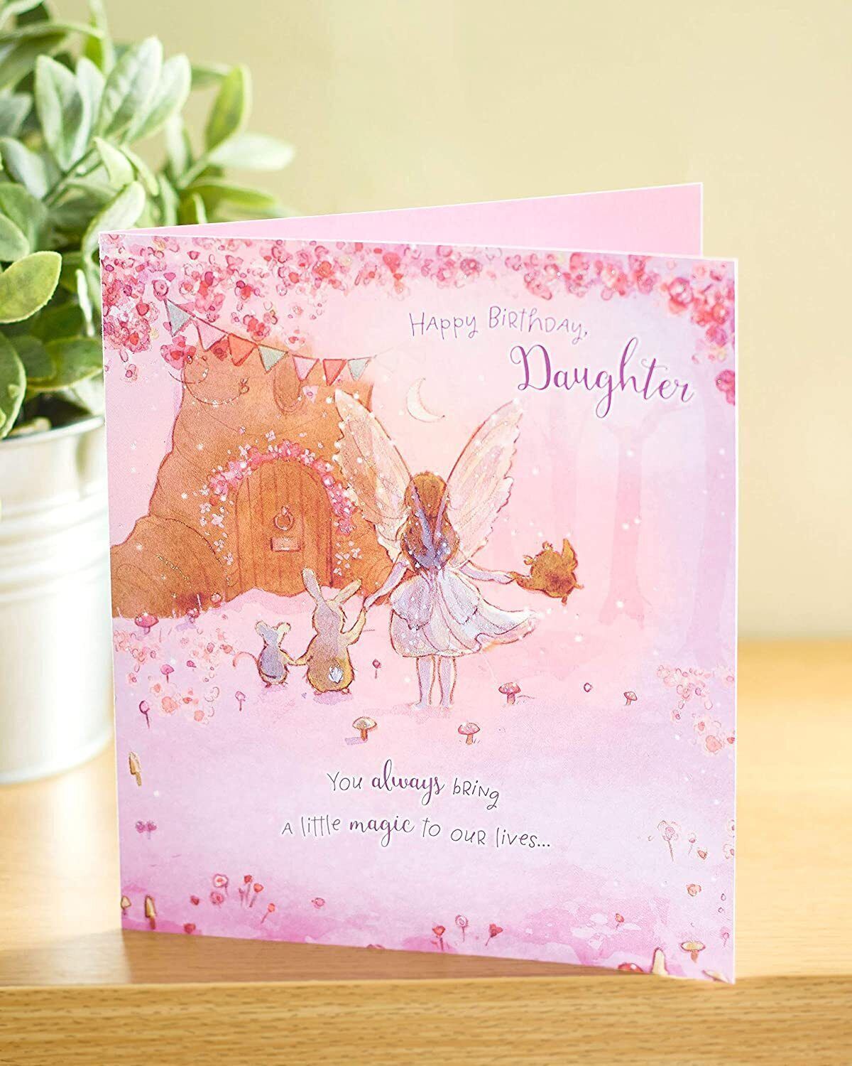 UK Greetings Happy Birthday Daughter Card featuring a spellbound fairy design, perfect for celebrating special occasions.