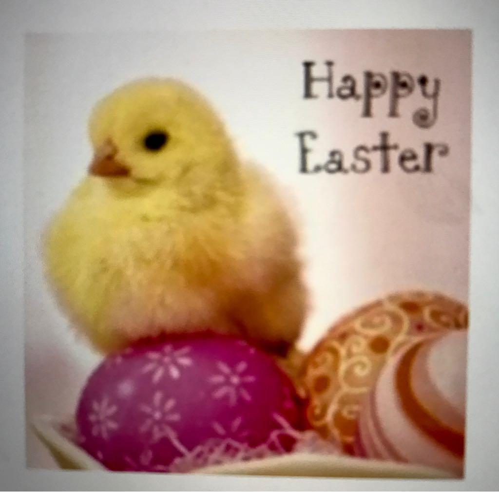 Set of five UK Greetings Happy Easter greeting cards featuring festive holiday designs and cheerful Easter imagery.