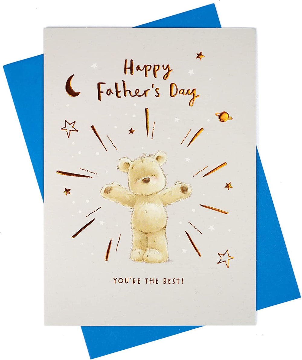 UK Greetings Father’s Day card featuring a heartfelt message, designed to celebrate and honor dads on Father’s Day.