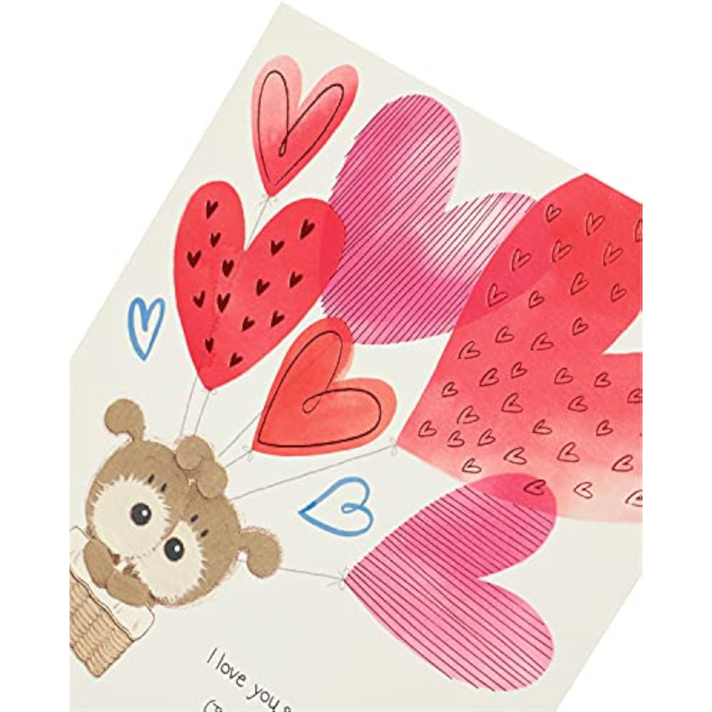 UK Greetings Heart Air Balloon Valentine’s Day Card with romantic heart and balloon design, perfect for expressing love.