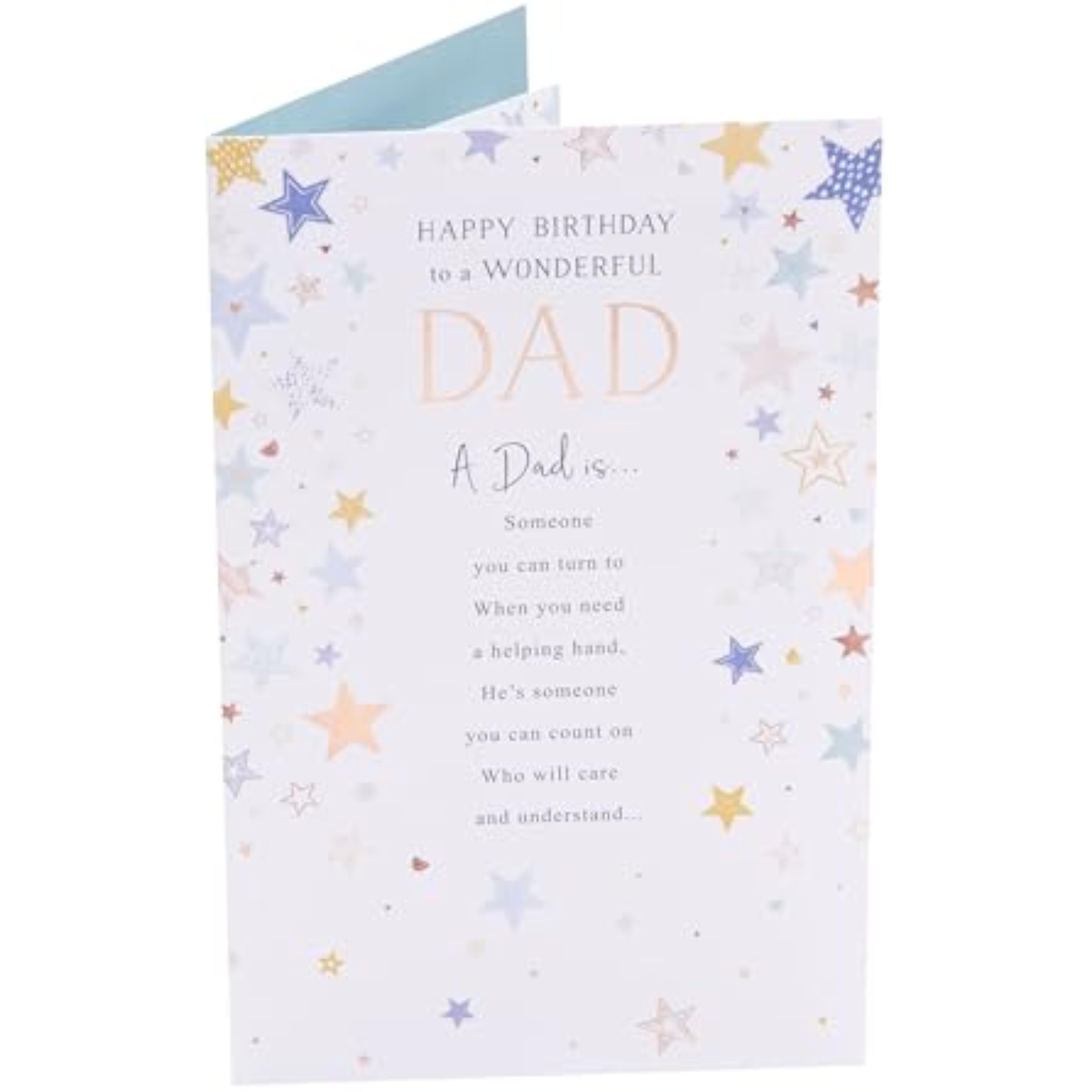 UK Greetings Heartfelt Design Dad birthday card featuring colorful heartfelt message and vibrant decorative elements.