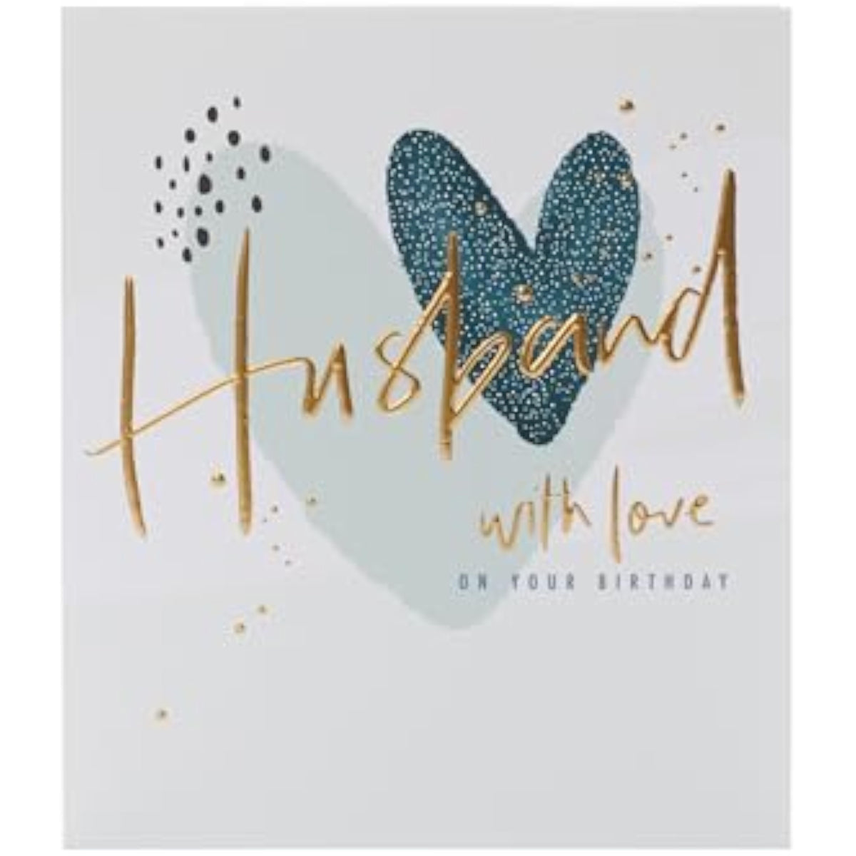 UK Greetings Hearts Design Husband Birthday Card showing a romantic heart pattern on the front, perfect for celebrating his special day.