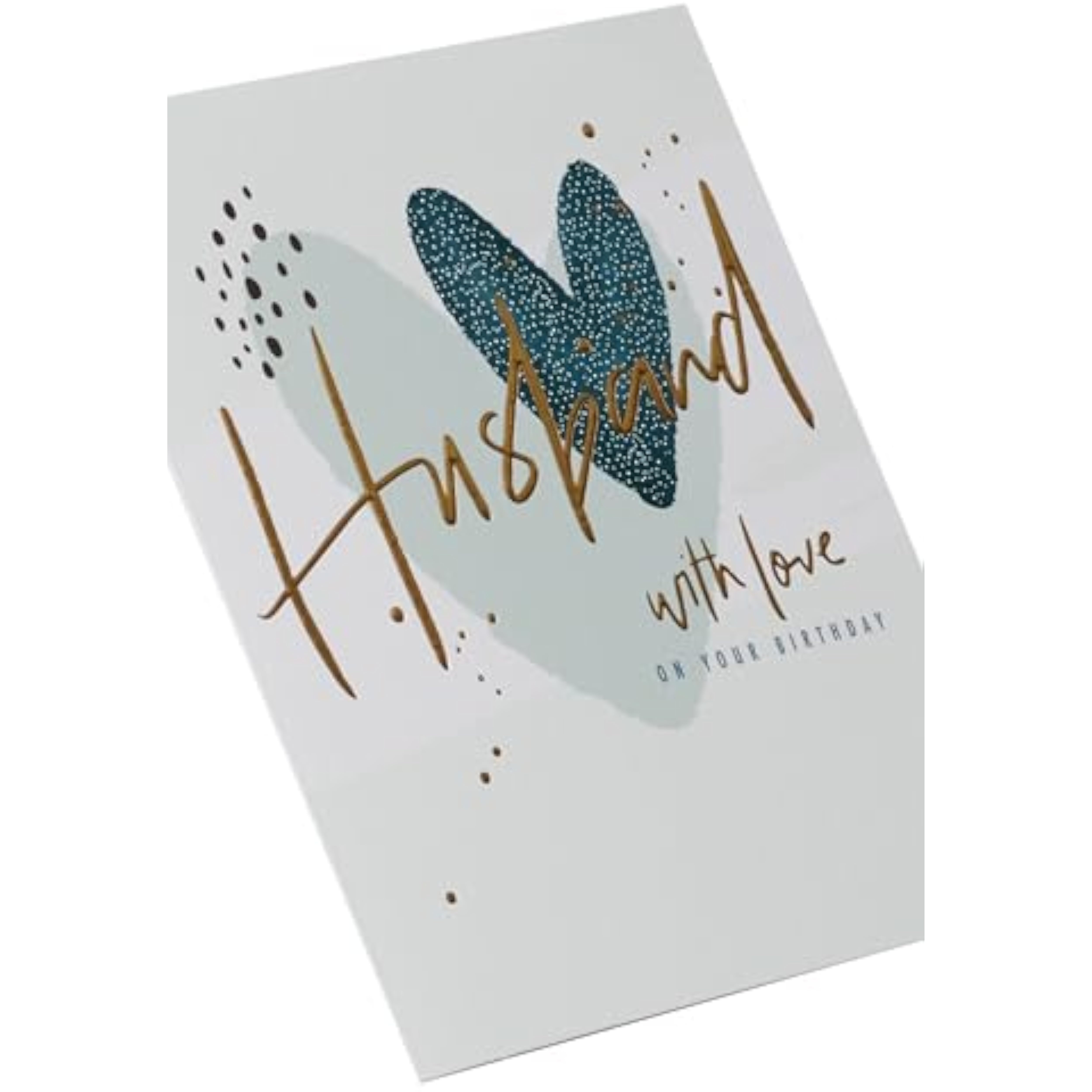 UK Greetings Hearts Design Husband Birthday Card with colorful heart illustrations on the front, perfect for celebrating a special day.