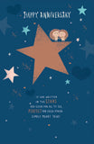 UK Greetings Hedgehogs and Stars anniversary greeting card with a shiny foil finish and charming design.