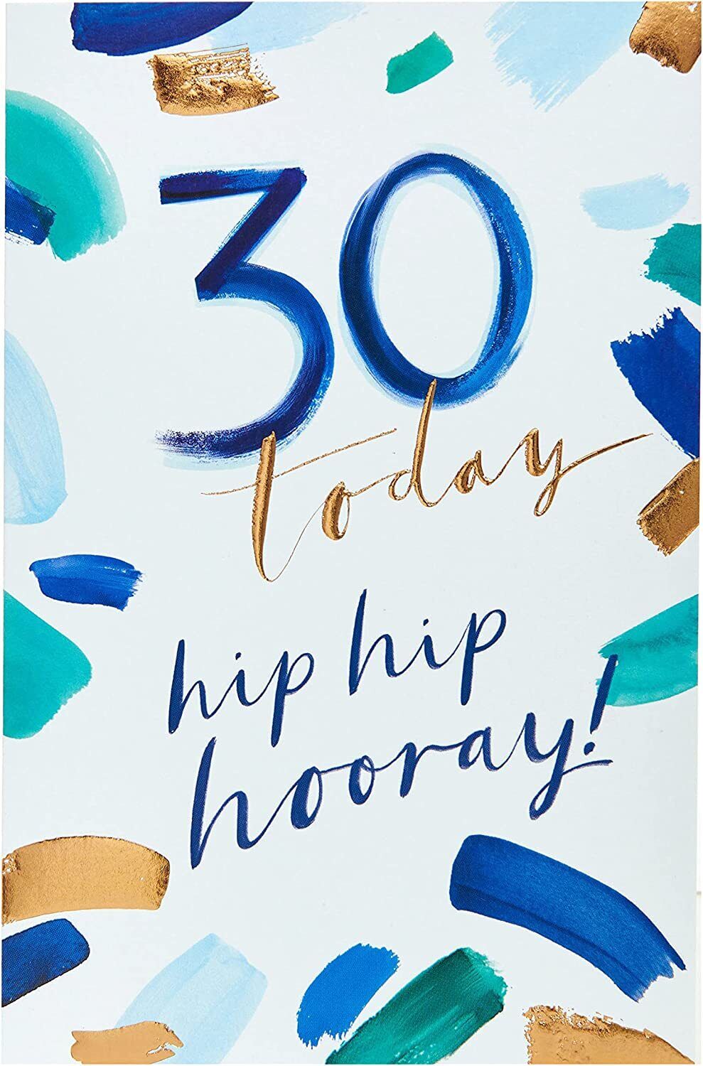 UK Greetings Hip Hip Hooray 30th Birthday Card featuring colorful celebratory design and festive lettering.