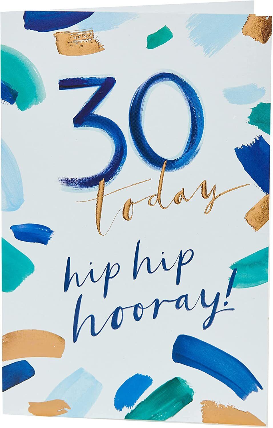 UK Greetings Hip Hip Hooray 30th Birthday Card featuring colorful festive design and cheerful lettering.