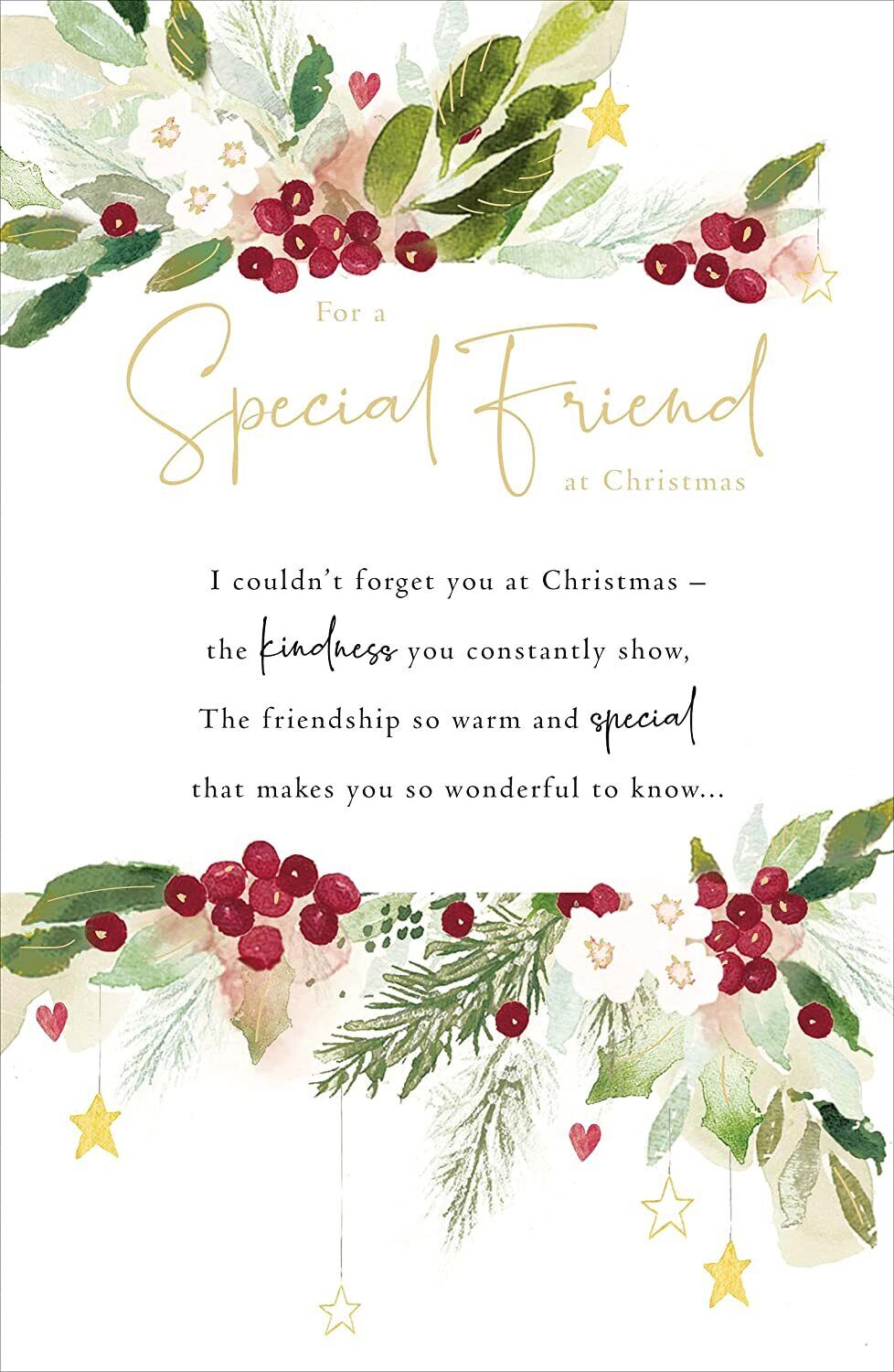 UK Greetings Holly & Ivy Special Friend greeting card featuring festive holiday design and heartfelt message, set of 50 cards.