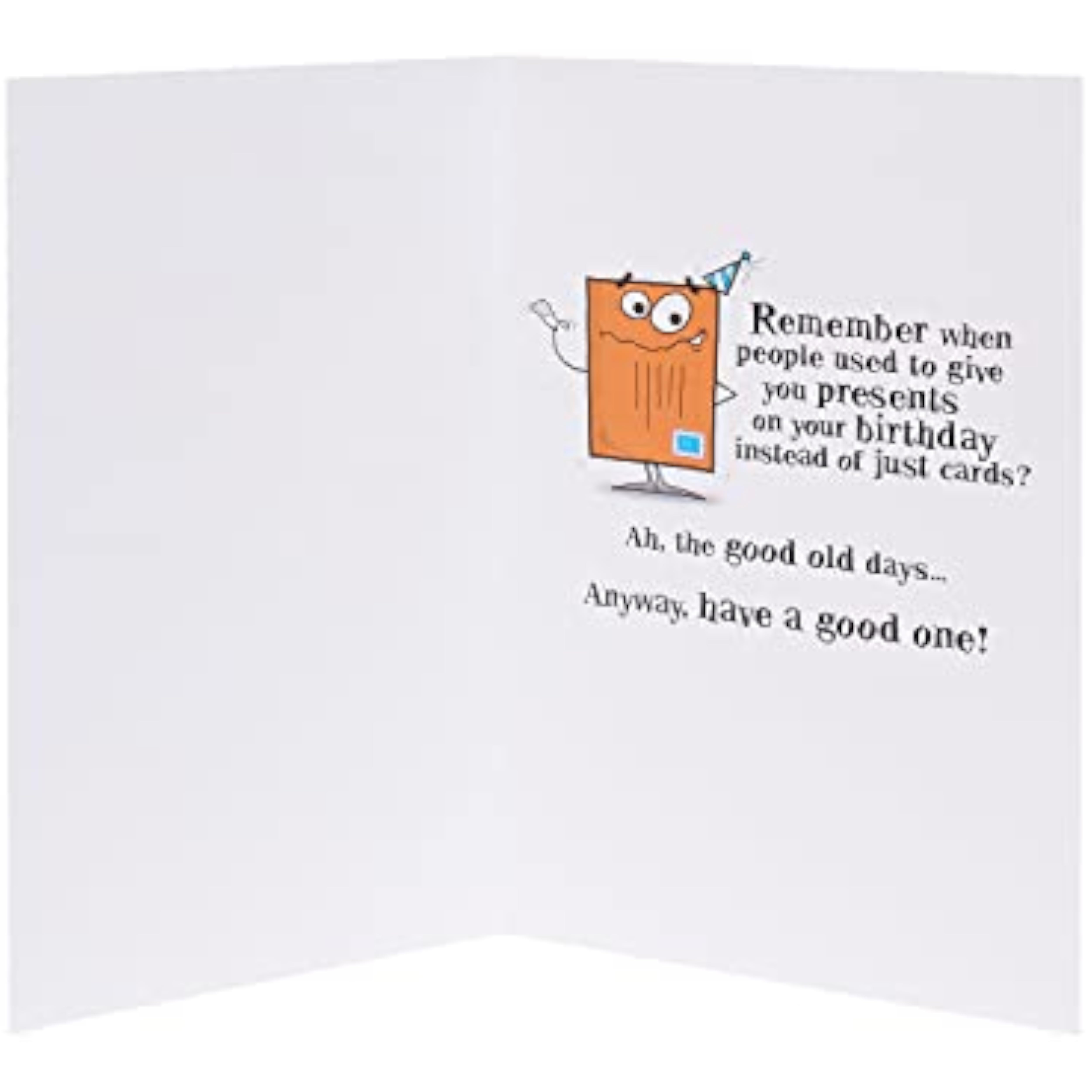UK Greetings humorous nostalgic funny birthday card featuring playful illustrations and witty messages, perfect for celebrating.