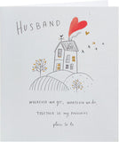 UK Greetings husband anniversary greeting card with envelope featuring a sweet drawing design, perfect for celebrating love.