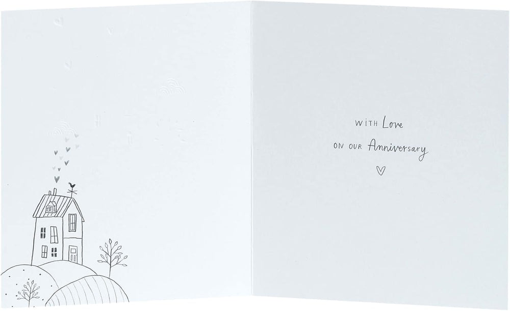 UK Greetings husband's anniversary greeting card with envelope featuring a sweet drawing design, perfect for celebrating special moments.