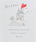 UK Greetings husband anniversary greeting card with sweet drawing design and envelope, perfect for celebrating special occasions.