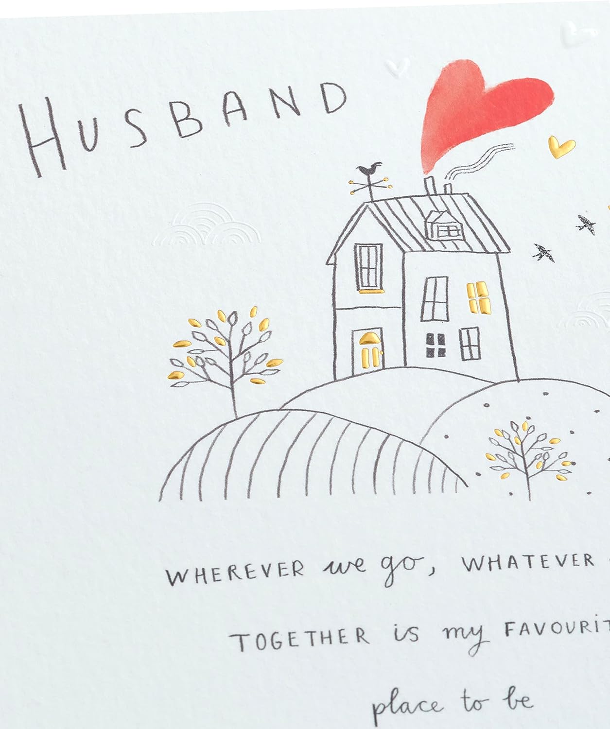 UK Greetings husband anniversary greeting card with envelope featuring a sweet drawing design, perfect for celebrating special occasions.