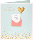 UK Greetings husband birthday card with envelope featuring a 3D effect design, perfect for celebrating special occasions.