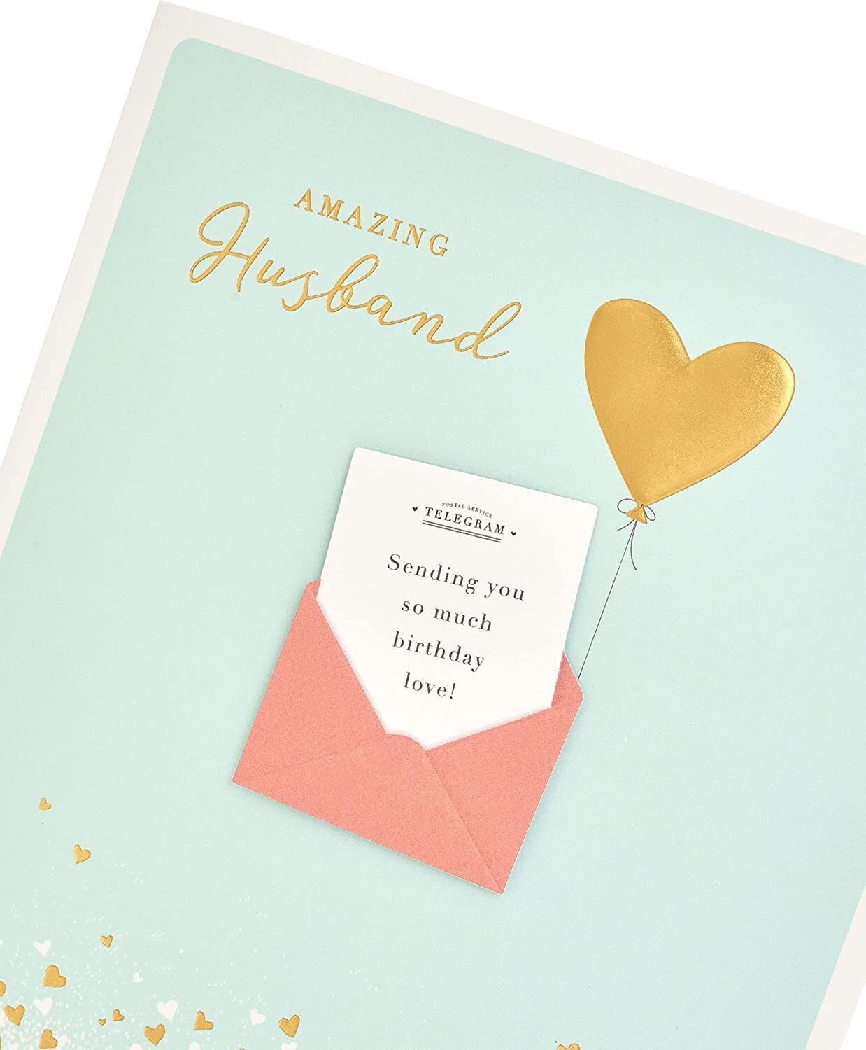 UK Greetings husband birthday card with envelope featuring a 3D effect design, ideal for celebrating your husband's special day.