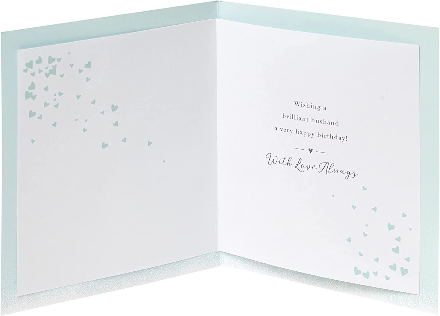 UK Greetings husband's birthday greeting card with envelope featuring a 3D effect design, perfect for celebrating special occasions.