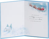 UK Greetings husband Christmas card featuring Santa and sleigh design, festive holiday greeting card for husbands.