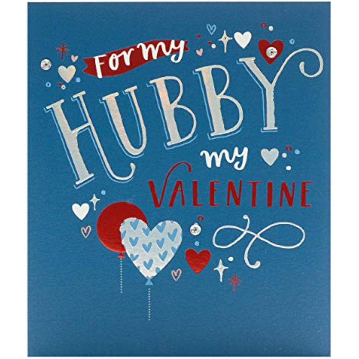 Blue UK Greetings Husband Valentine's Day greeting card with matching envelope, featuring a heartfelt design for special occasions.