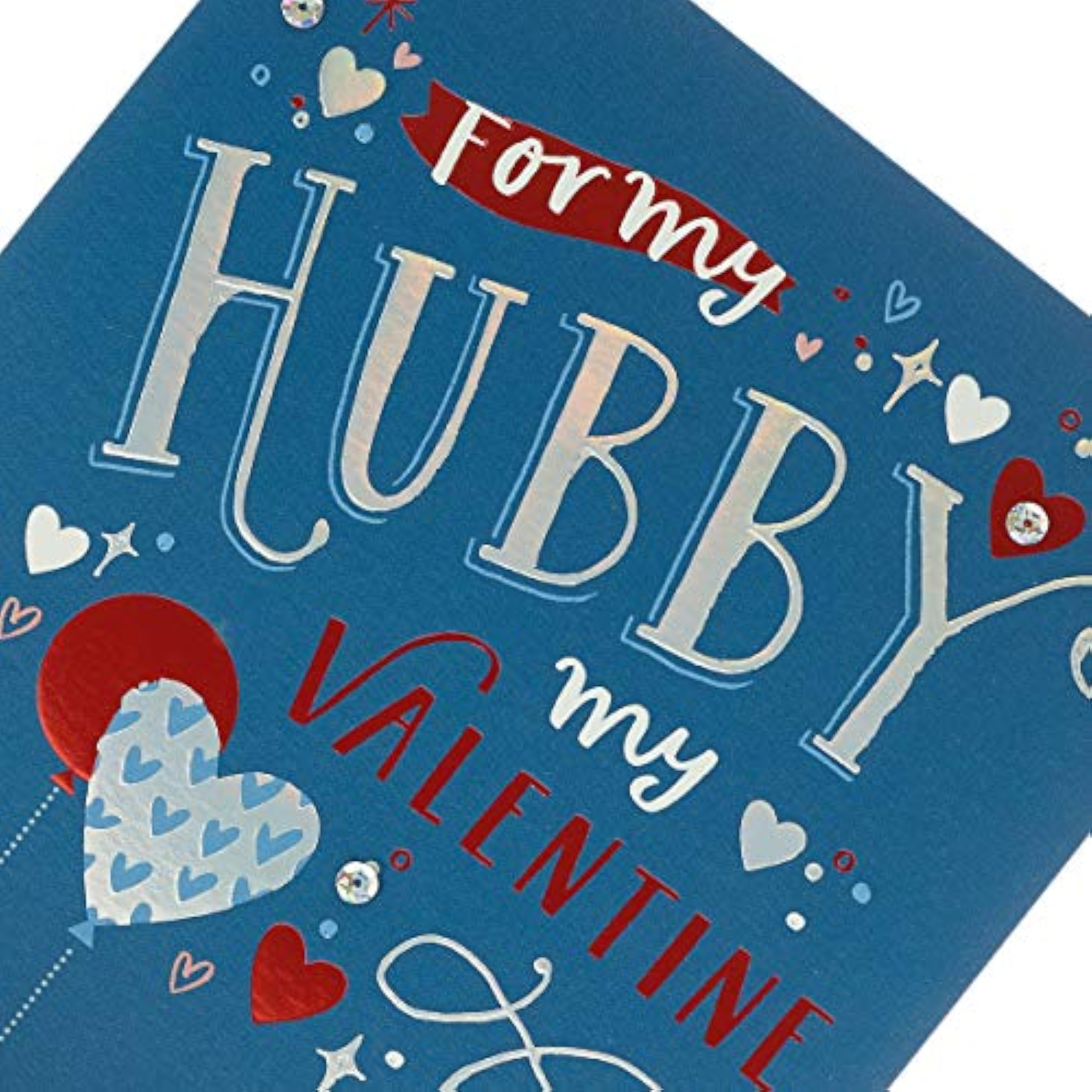UK Greetings husband Valentine's Day greeting card with blue design and included envelope, perfect for expressing love.