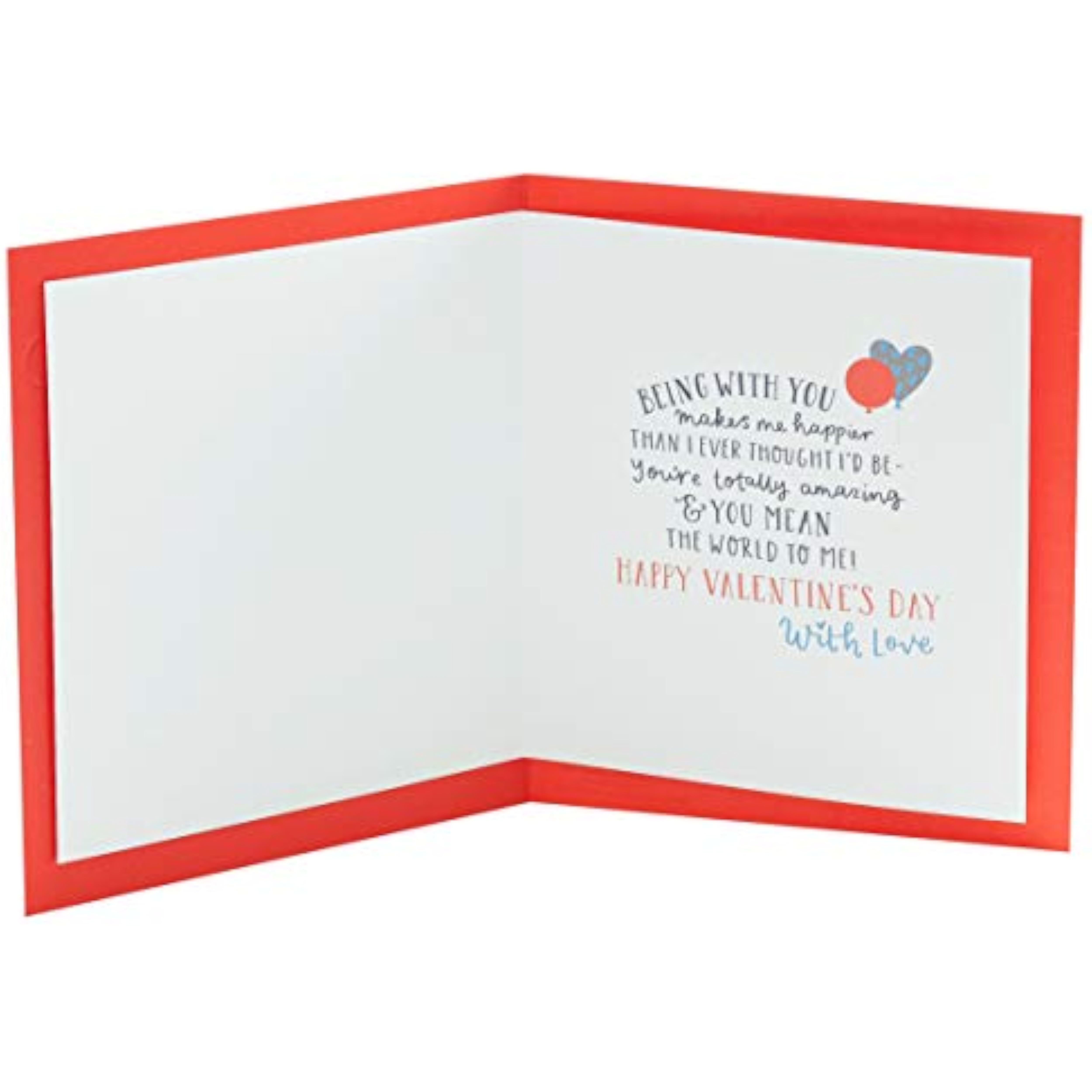 UK Greetings husband's Valentine's Day greeting card with blue design and envelope, featuring romantic illustrations and heartfelt message.