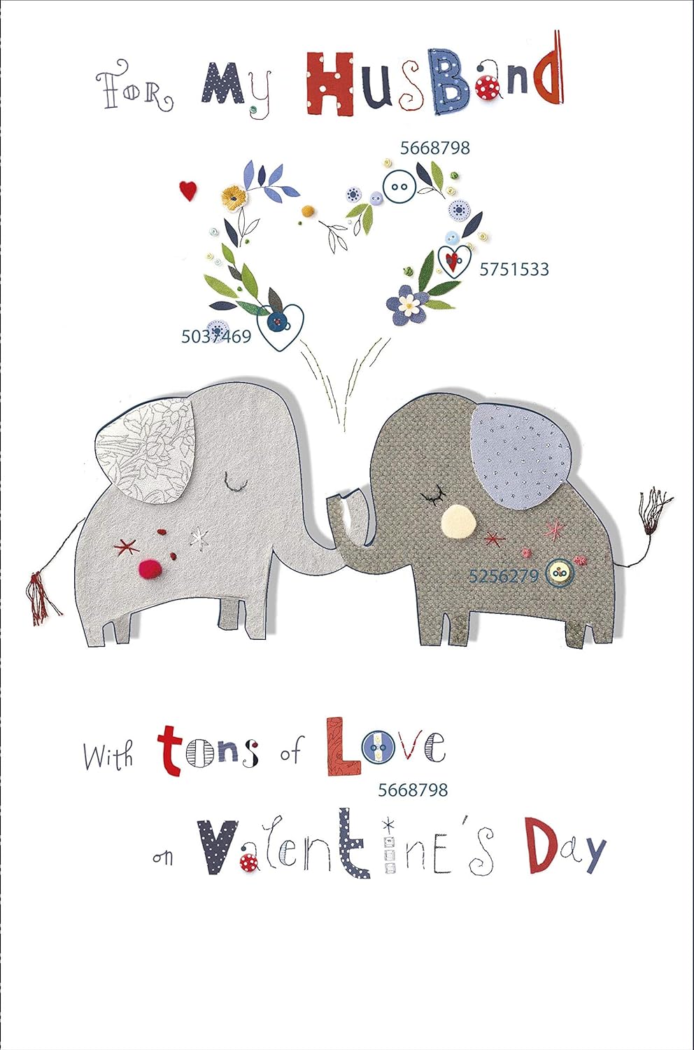 UK Greetings husband Valentine’s Day card featuring a cute elephant design with an envelope, perfect for expressing love.