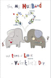 UK Greetings husband Valentine’s Day card featuring a cute elephant design with an envelope, perfect for expressing love.