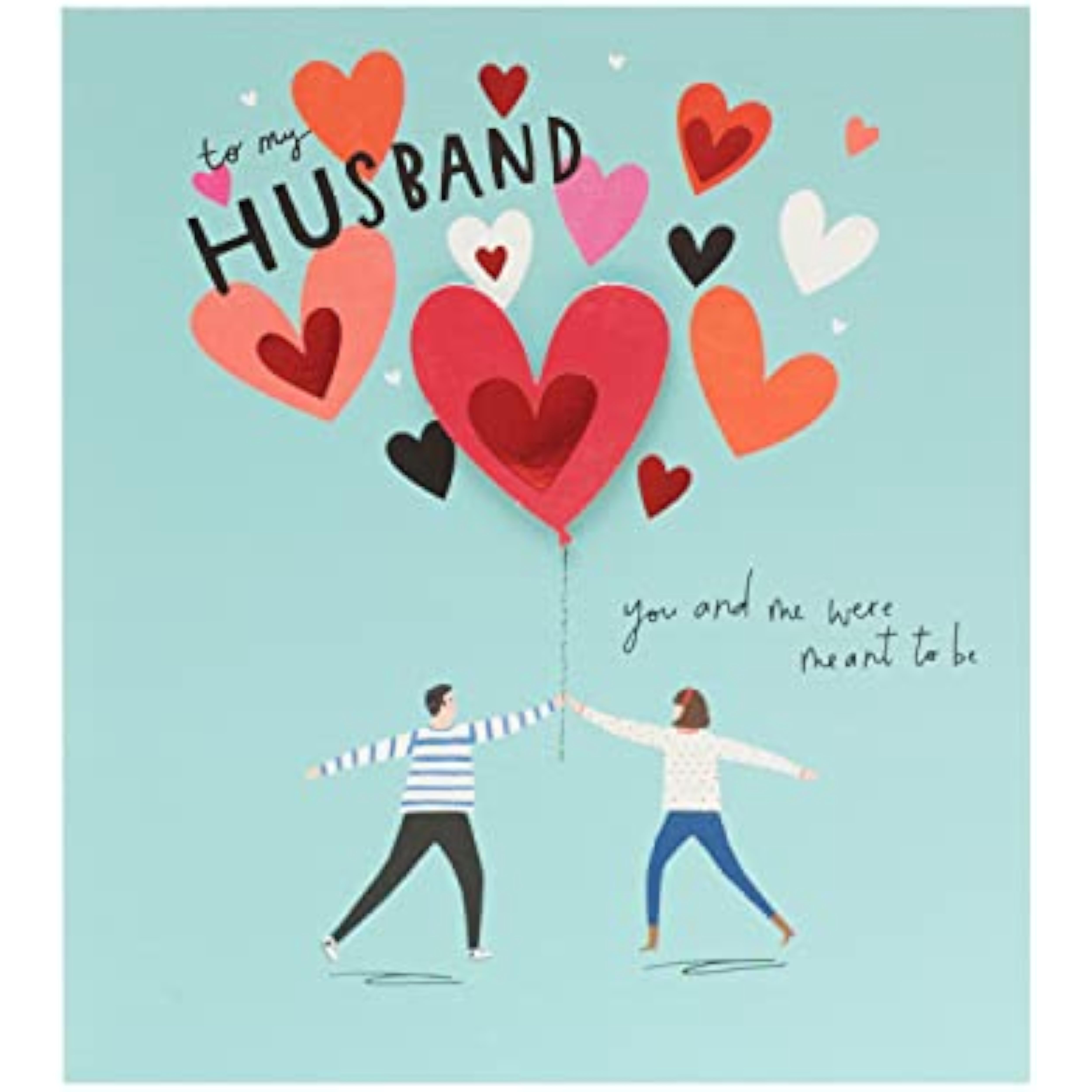UK Greetings husband's Valentine's Day card with modern design and envelope, featuring contemporary artwork and heartfelt message.