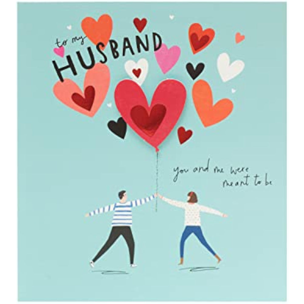 UK Greetings husband's Valentine's Day card with modern design and envelope, featuring contemporary artwork and heartfelt message.