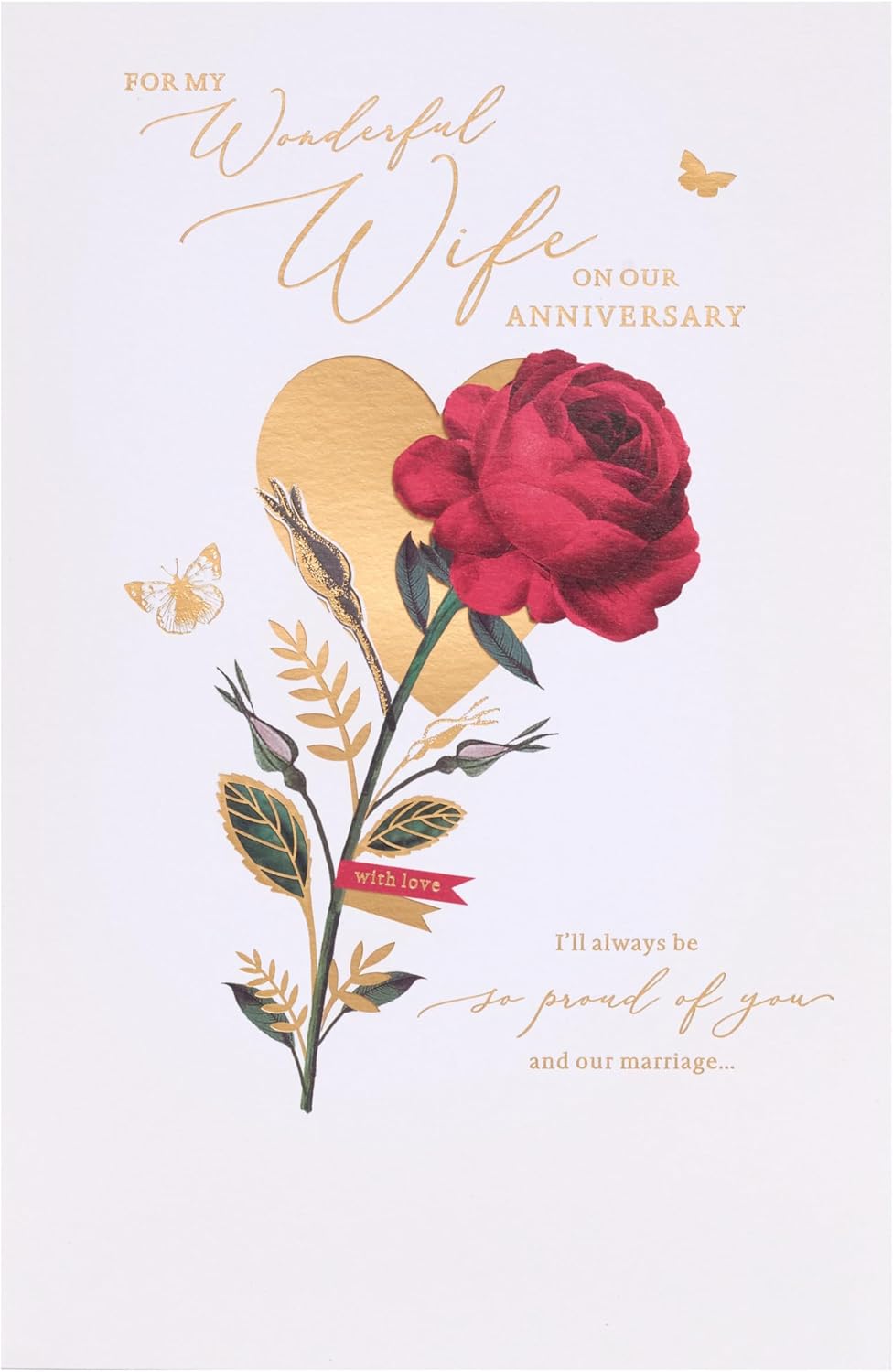 UK Greetings anniversary wedding greeting card for wife, featuring integrated design and heartfelt message, perfect for special occasions.