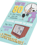 UK Greetings 80th birthday greeting card featuring integrated design, perfect for celebrating an 80th birthday.