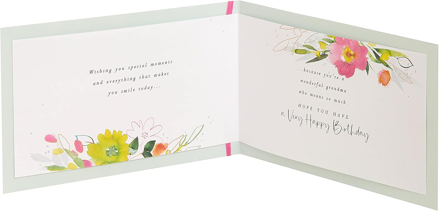UK Greetings birthday greeting card for grandma featuring integrated design and cheerful message.