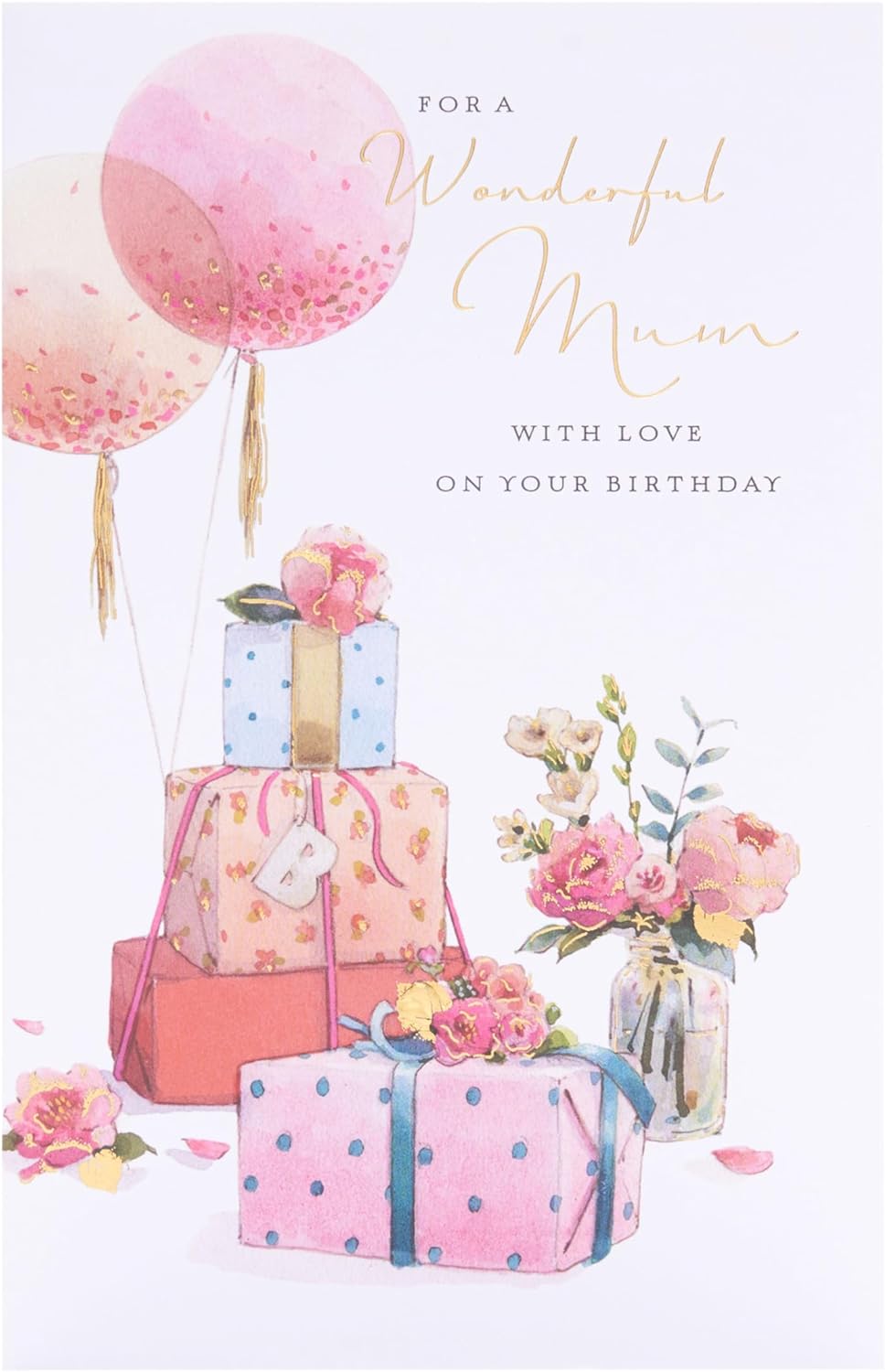 UK Greetings birthday card for mum, featuring festive design and cheerful message, ideal for celebrating her 55th birthday.