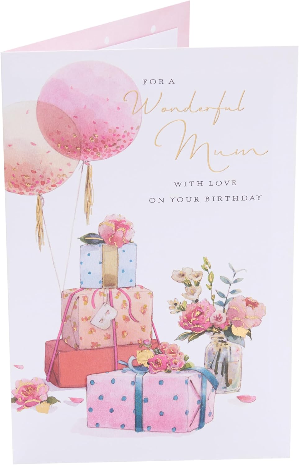 UK Greetings Bday Mum greeting card featuring colorful floral design and cheerful message for a 55th birthday celebration.