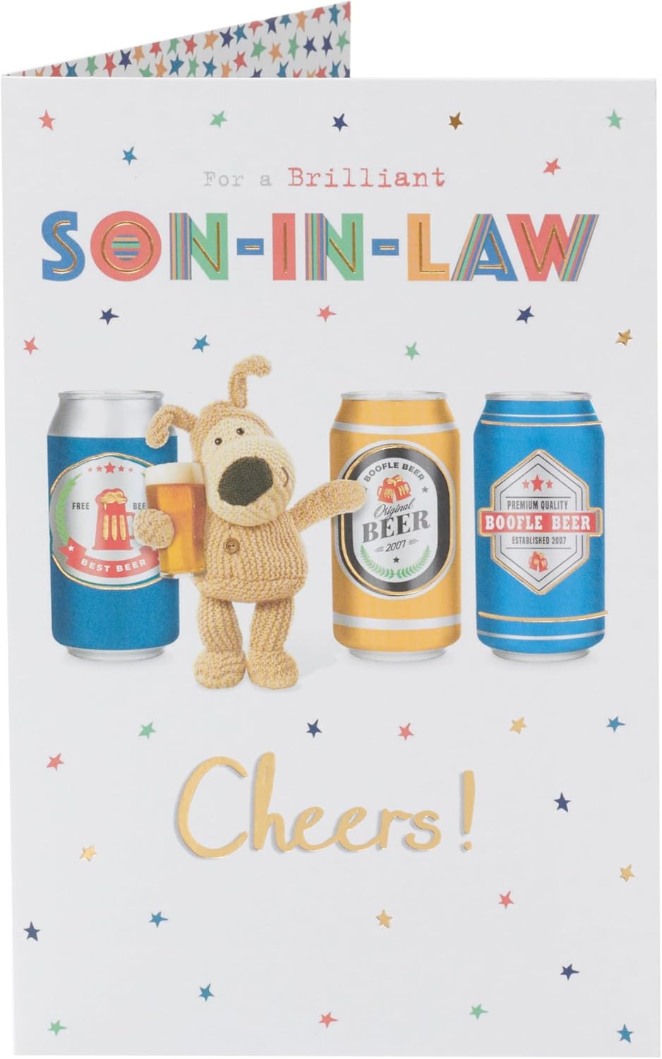 UK Greetings birthday greeting card for son-in-law, features integrated design celebrating his 75th birthday.