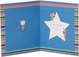 UK Greetings birthday greeting card for step dad with integrated design, featuring cheerful and colorful birthday message.