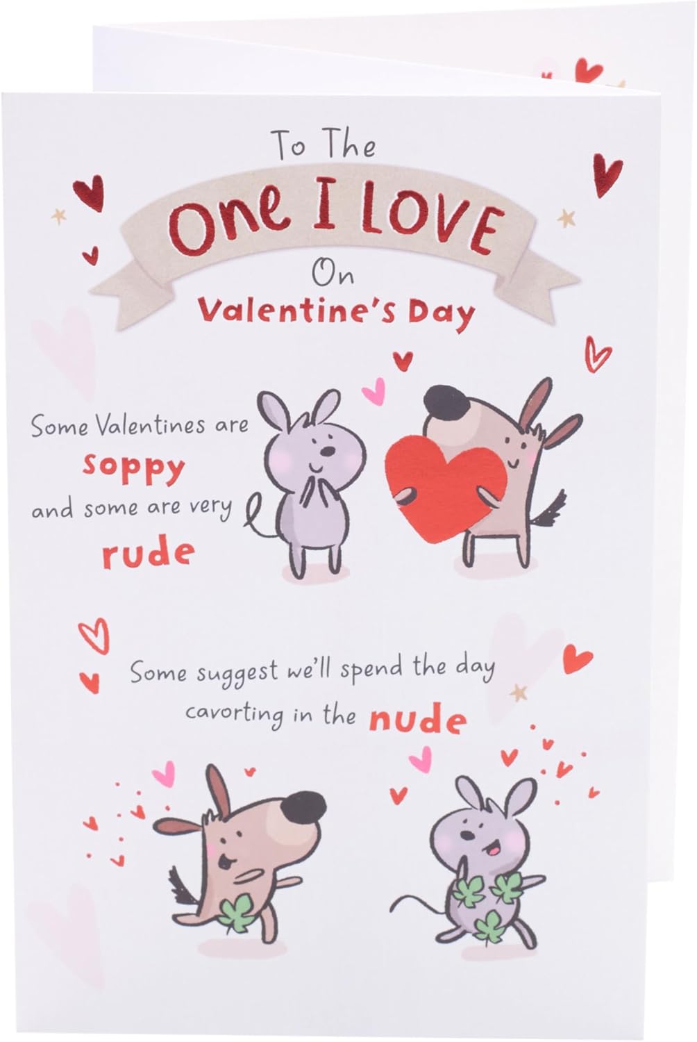 UK Greetings integrated "One I Love" greeting card with floral design, featuring sentimental message inside, 90-pack.