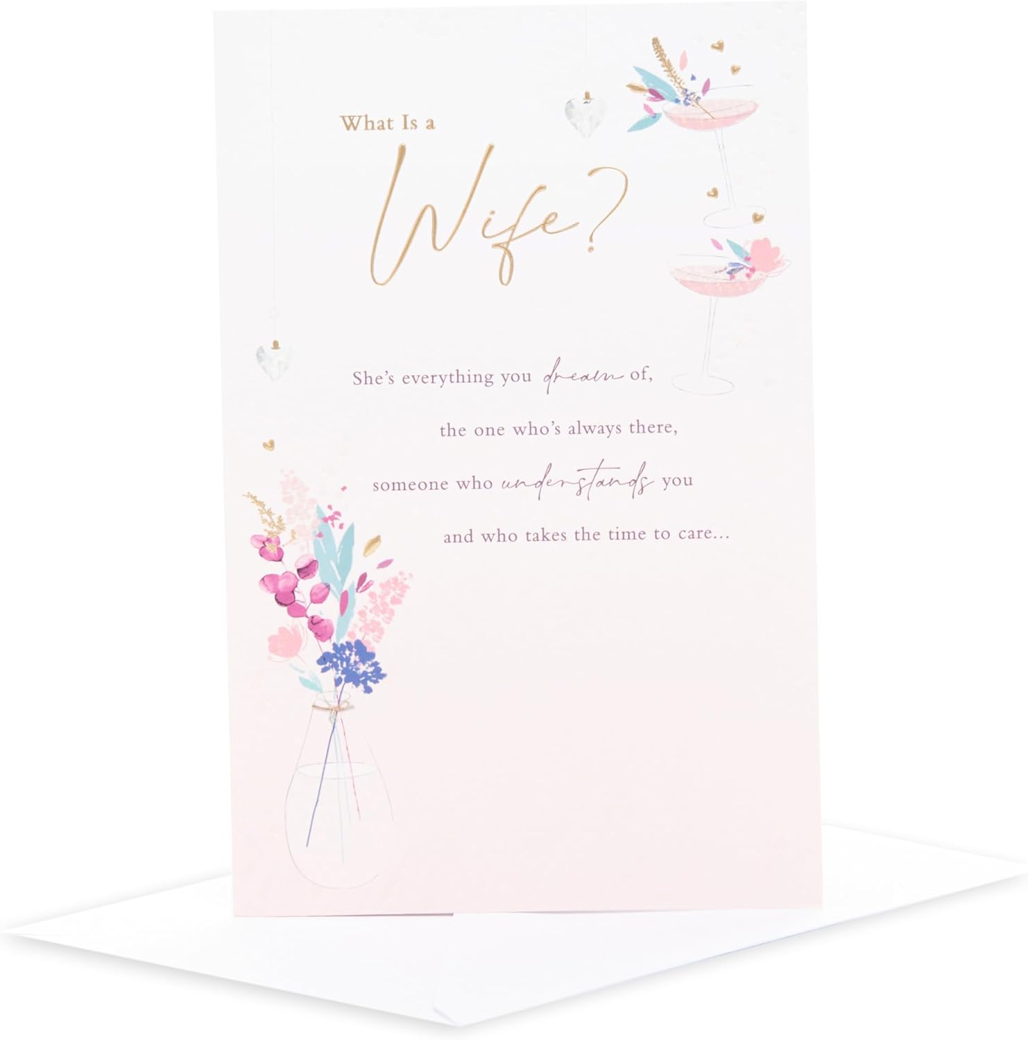 UK Greetings greeting card titled "What Is a Wife" featuring an open design, suitable for special occasions.