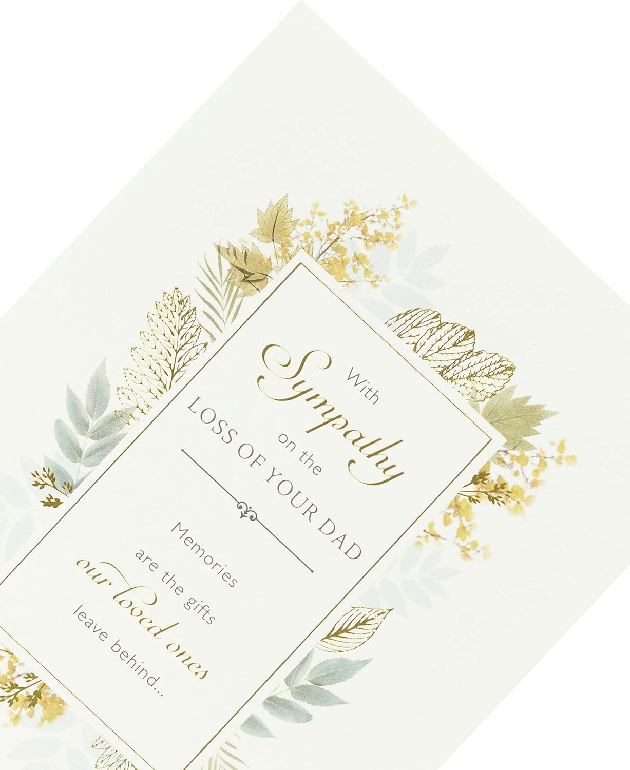 UK Greetings sympathy greeting card for loss of dad, featuring heartfelt design, part of the 50-pack collection.
