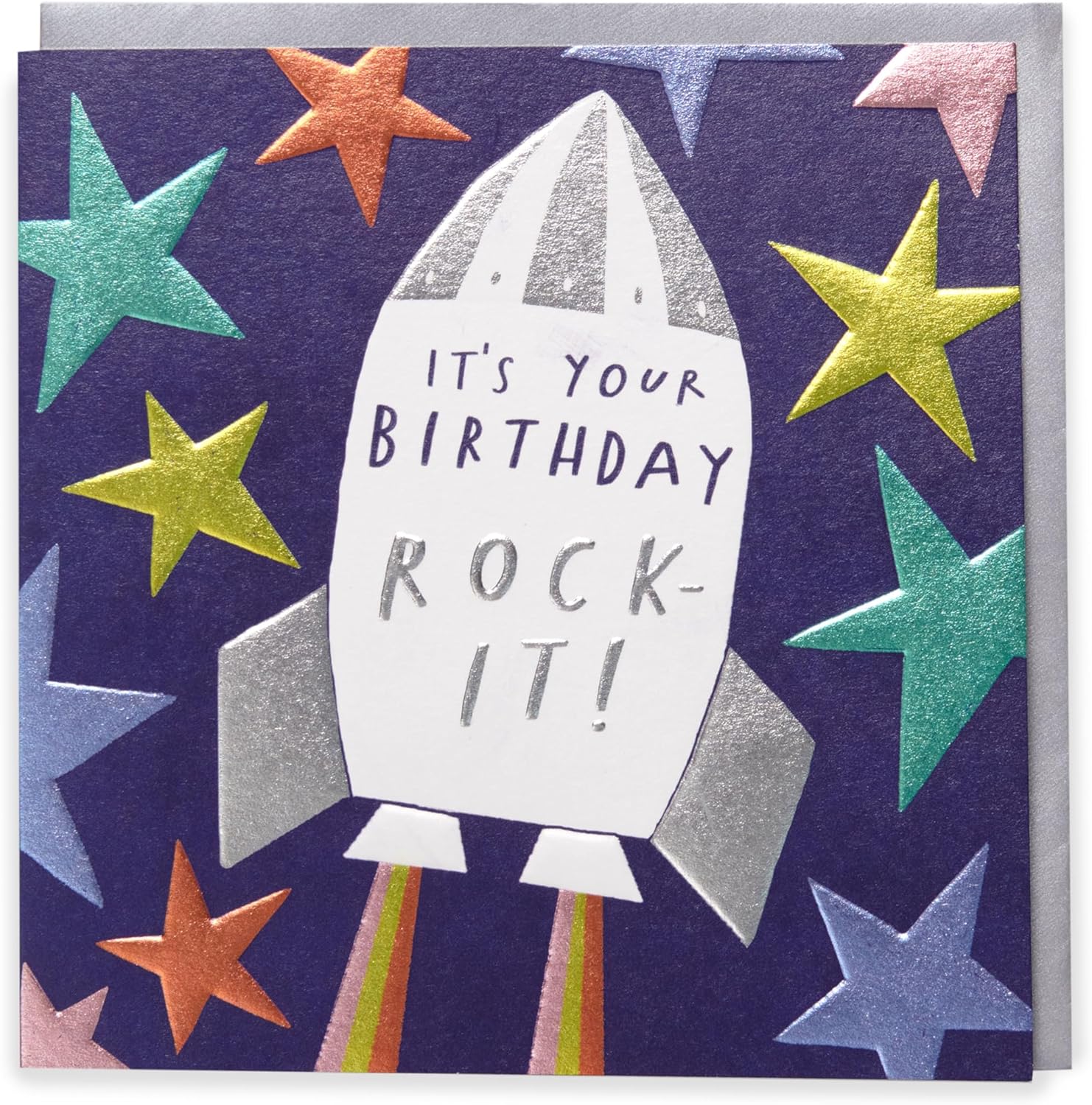 UK Greetings It's Your Birthday Rock It Kindred Card featuring colorful birthday message and festive design.