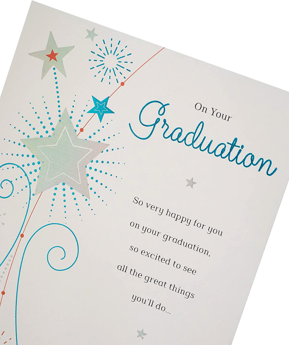UK Greetings graduation card featuring celebratory designs and "It's Your Graduation" message, perfect for honoring graduates.